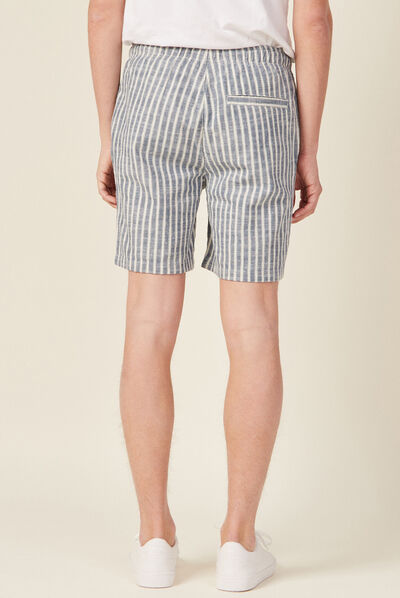 Bermuda droit élastiqué bleu homme