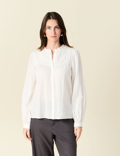 Chemise manches longues ecru femme
