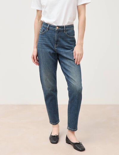 Jeans mom 7/8&egrave;me bleu femme