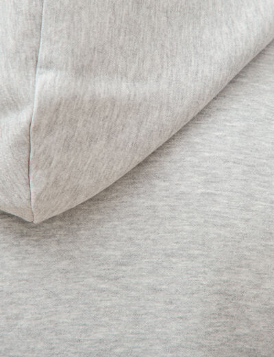 Sweat &agrave; capuche manches longues gris clair homme