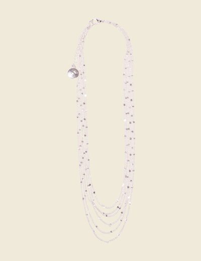 Collier multichaînes couleur argent femme