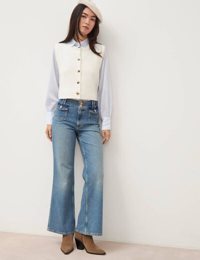 Jeans bootcut taille haute denim used femme
