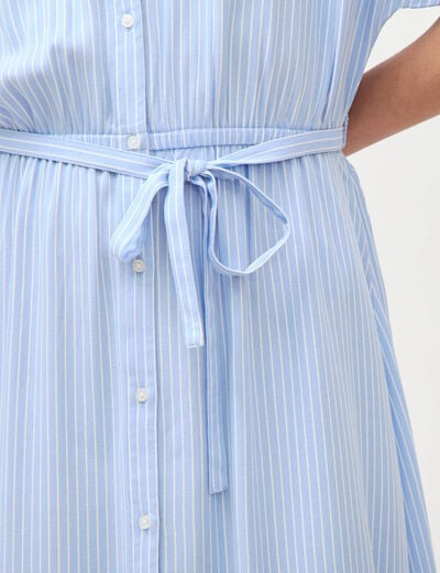 Robe longue &eacute;vas&eacute;e ceintur&eacute;e bleu clair femme