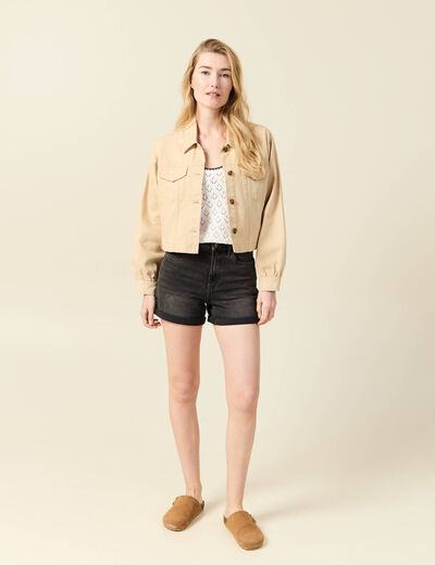 Pull sans manches ecru femme