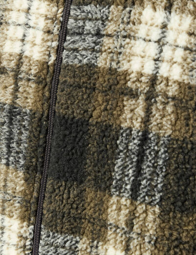 Gilet manches longues zipp&eacute; sherpa taupe homme