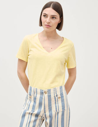 T-shirt manches courtes jaune pastel femme