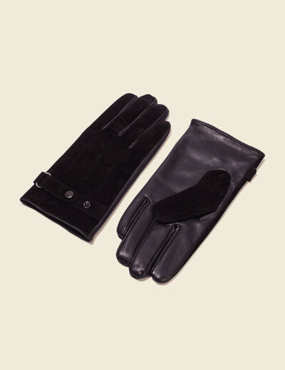 Gants en cuir noir homme