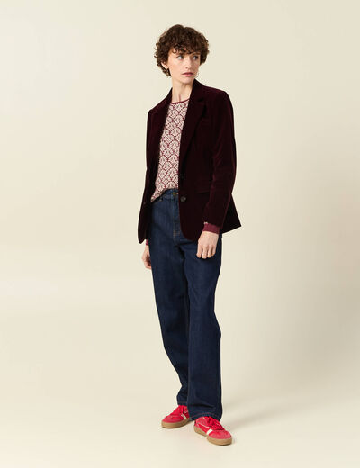 Pull manches longues bordeaux femme
