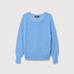Pull manches longues col rond bleu clair femme