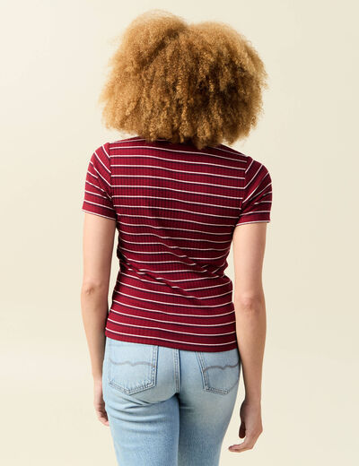 T-shirt cintré manches courtes rouge cerise femme