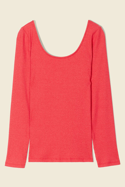 T-shirt manches longues rouge femme