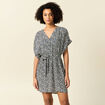 Robe droite fluide ceinturée bleu femme