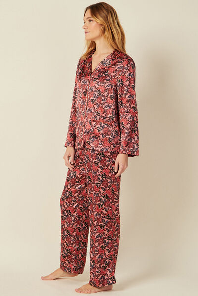 Ensemble pyjama 2 pièces rose poudrée femme