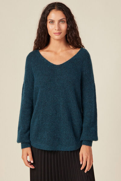 Pull éco-responsable bleu canard femme