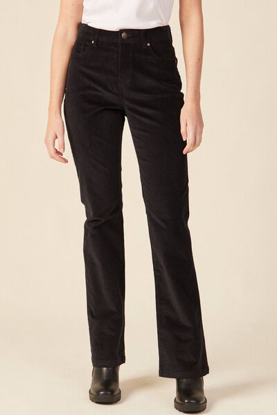 Pantalon bootcut velours noir femme
