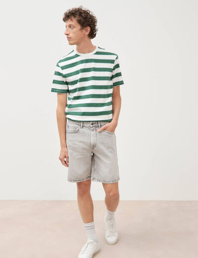 Bermuda en jean coton denim snow gris homme