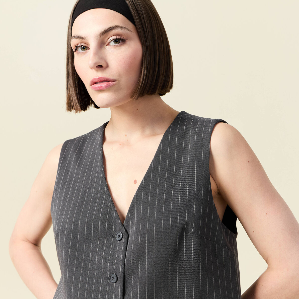 Veston sans manches gris femme