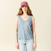 Débardeur sans manches en lin bleu gris femme