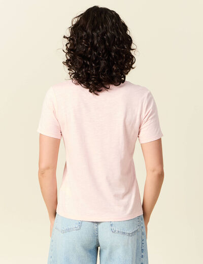 T-shirt manches courtes rose clair femme