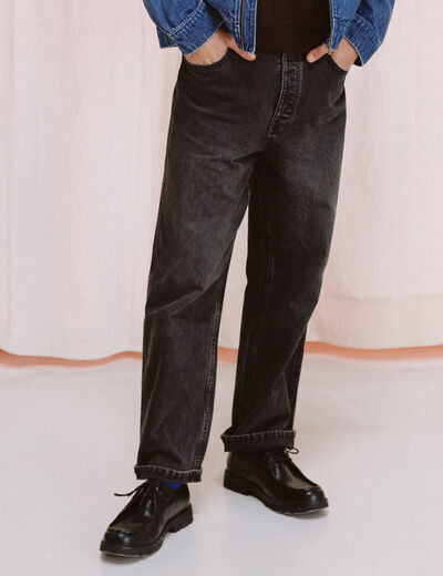 Jeans loose longueur 32 en coton denim noir homme