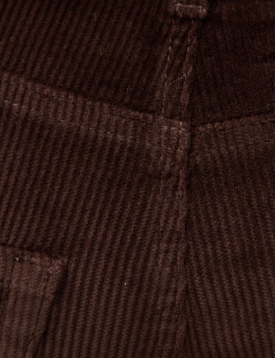 Pantalon taille haute velours resserr&eacute; marron femme