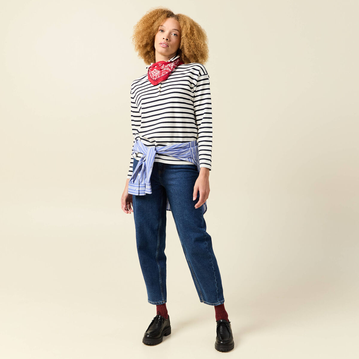 T-shirt manches longues ecru femme