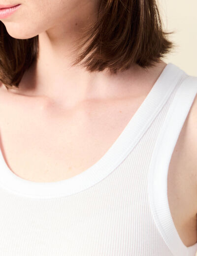 D&eacute;bardeur d&eacute;collet&eacute; sans manches blanc femme