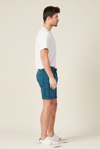 Bermuda droit 5 poches vert canard homme