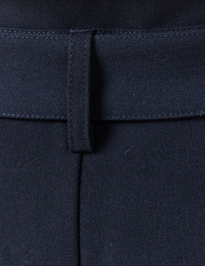 Pantalon carotte taille haute bleu marine femme