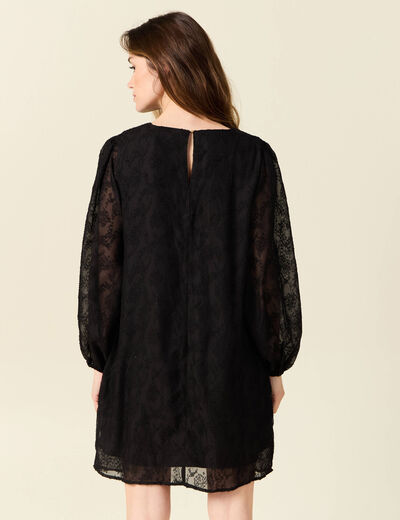 Robe droite manches longues noir femme