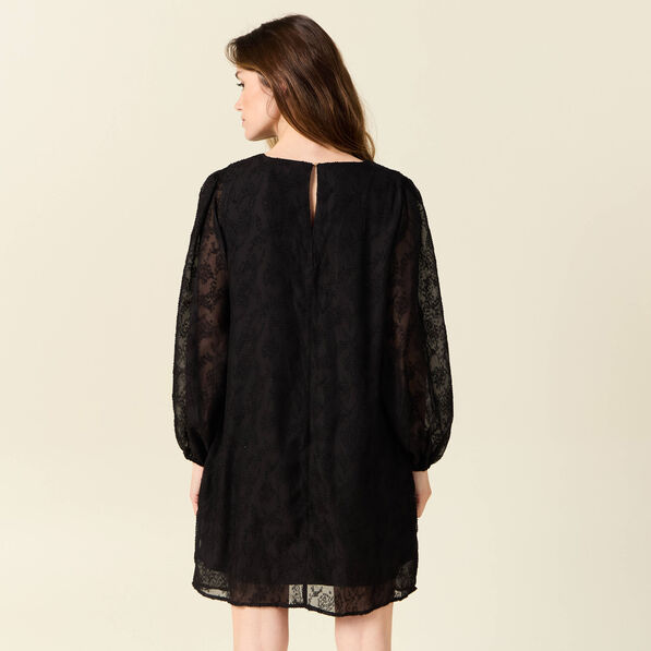 Robe droite manches longues noir femme