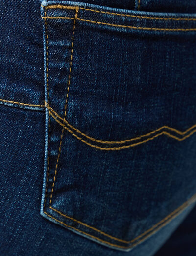 Jeans skinny 7/8&egrave;me taille haute denim brut femme