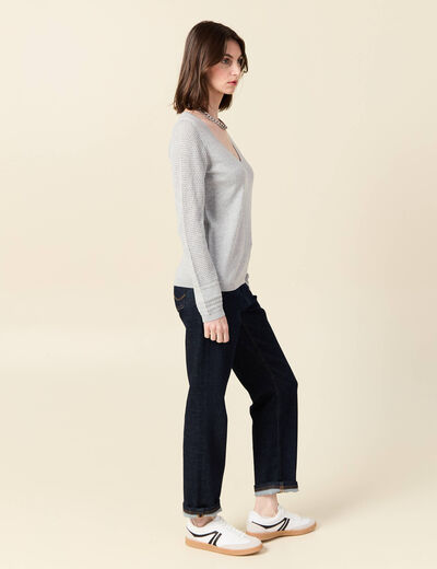 Pull à manches longues gris clair femme