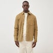 Chemise col classique en velours vert kaki homme