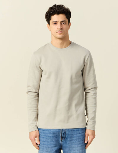T-shirt manches longues beige homme