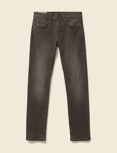Jeans straight longueur 34 denim marron fonc&eacute; homme