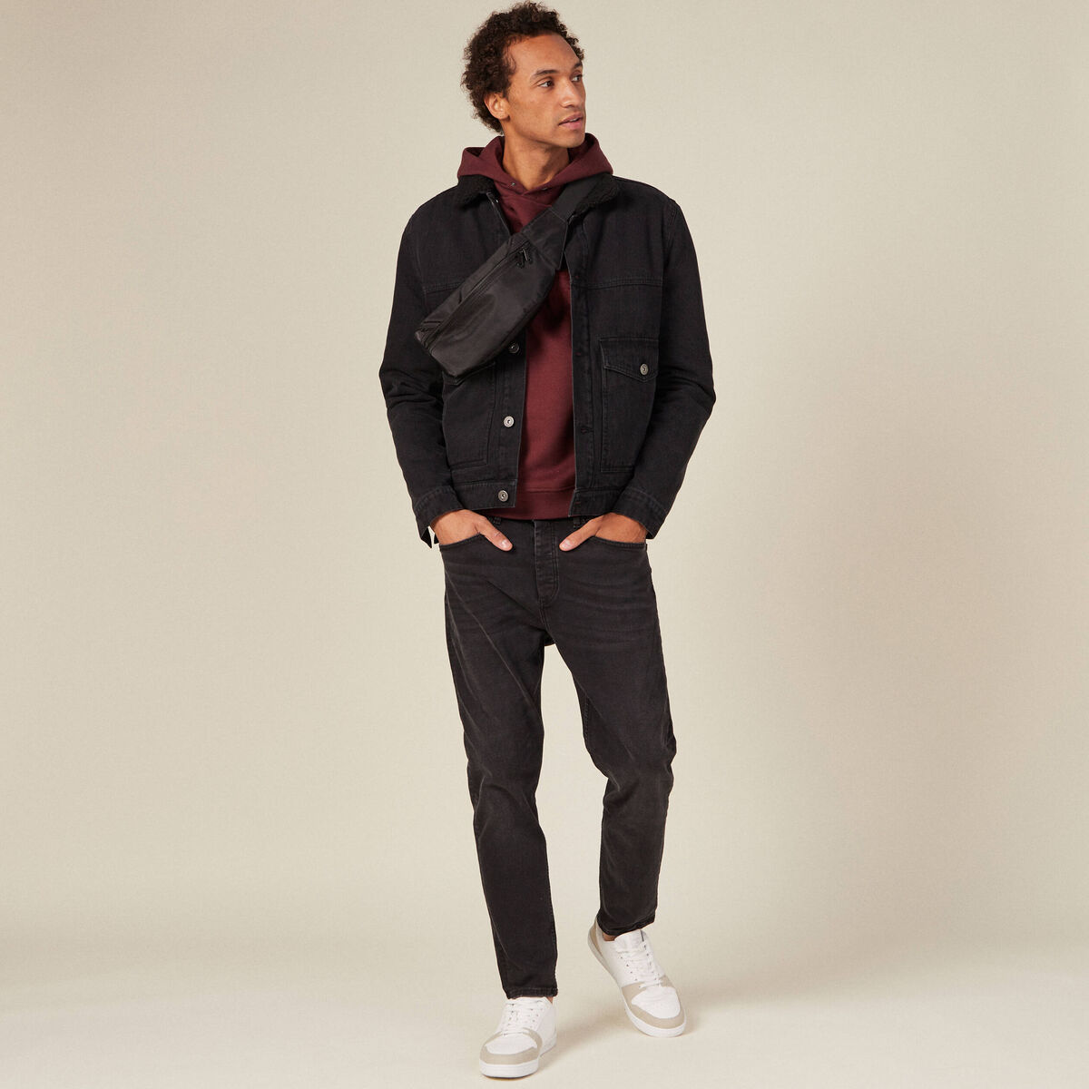 Sweat à capuche rouge foncé homme