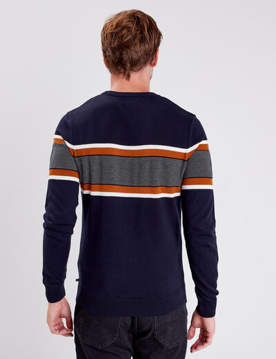 Pull manches longues bleu foncé homme