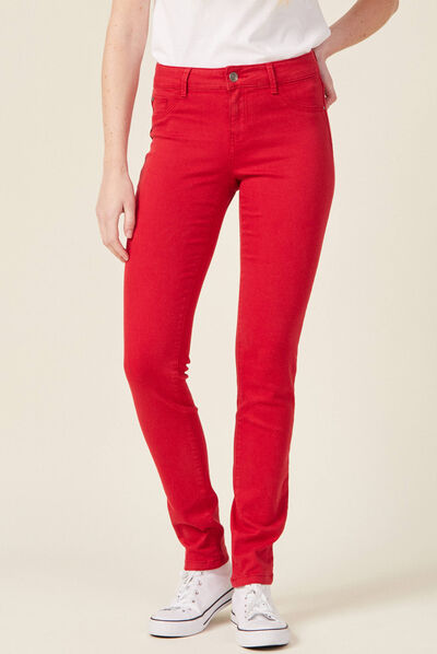 Pantalon slim rouge foncé femme