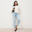 Pull manches longues col bateau ecru femme