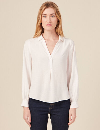 Blouse manches longues ecru femme