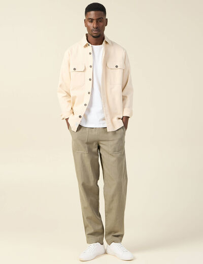 Pantalon chino à coulisse vert kaki homme