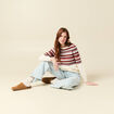 Pull manches longues col rond ecru femme
