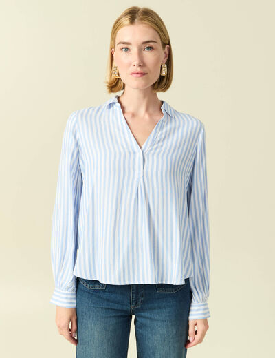Blouse manches longues bleu femme