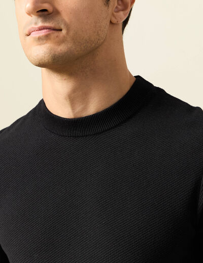 Pull col rond manches longues noir homme