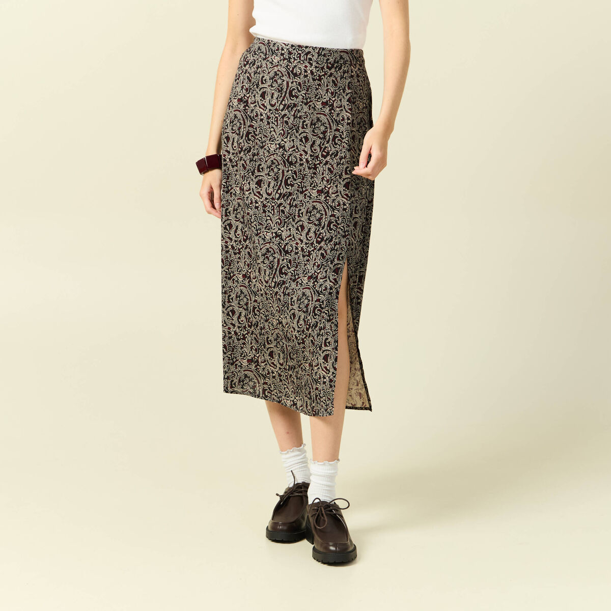 Jupe fluide noir femme