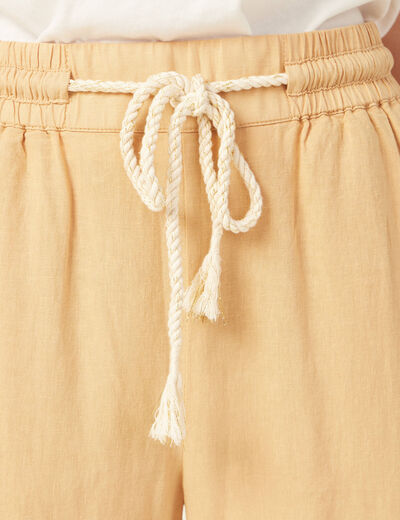 Pantalon droit à coulisse beige femme