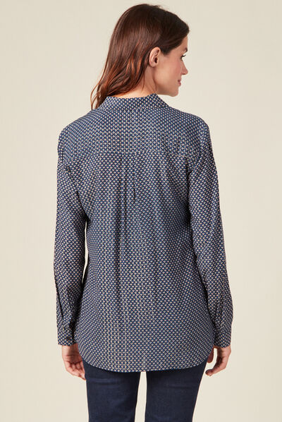 Chemise manches longues bleu femme