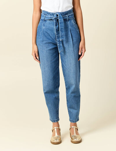 Jeans slouchy taille haute denim stone femme
