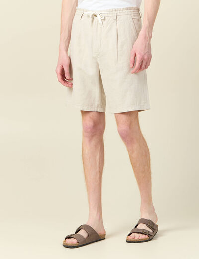 Bermuda droite à coulisse beige homme